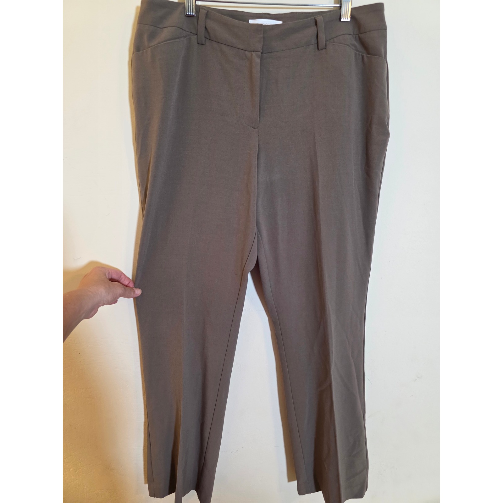 Chicos So Slimming Taupe Brown Straight Leg Dress Pants Womens Size 2.5 Short